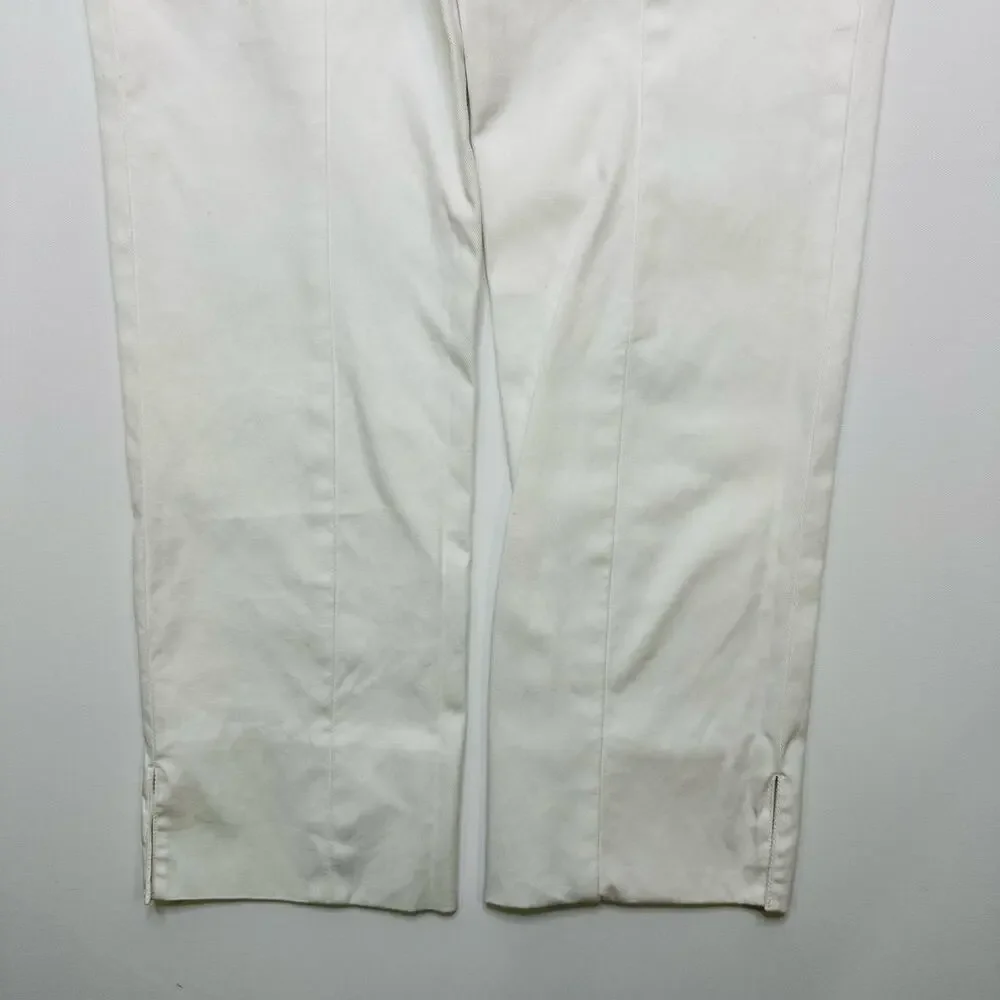 Tory Burch White Cotton Straight Leg Ankle Pants Size 10